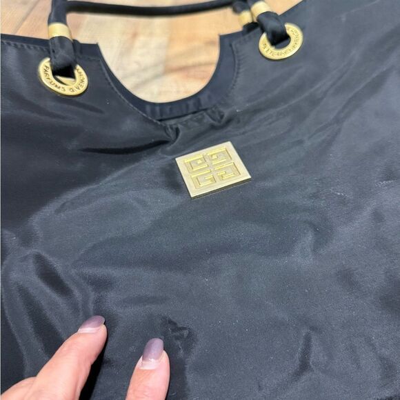 Givenchy Parfums Black Nylon Tote Bag w Gold Signature Logo Accents - Picture 12 of 16